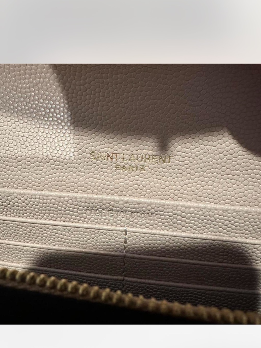Saint Laurent Blush Pink Chevron Quilted Gilded Monogram Wallet - Picture 4 of 6